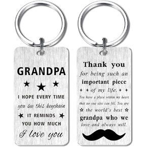 Gezxin Grandpa Gift for Men - Gift for Grandpa Birthday Christmas Keychain from Grandkids - Grandfather Valentines Father's Day