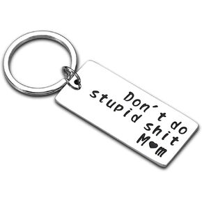 Don't Do Stupid Keychains Stocking Stuffers for Teens Boys Girls Funny Key Chain for Her Him White Elephant Gift from Mom Santa Swap Gift Valentines Birthday Gift