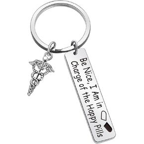 ZQEOU Pharmacy Tech Keyring Pharmacy Jewelry Medical Gift Nurse Keychain Best Friend Keychain Son Gift