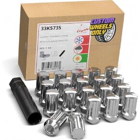 Wheel Accessories Parts 20 Pcs M14 x 2 14 x 2 Thread Short Truck 1.50" Long Spline Lug Nuts Chrome 7 Spline Hex Fits 2000-03 Ford F-150 2000-02 Expedition Lincoln Navigator