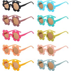 Pibupibu 10 Pack 5.71'' Flower Sunglasses Adult Bulk, Fun Cute Flower Glasses for Women Party Favors