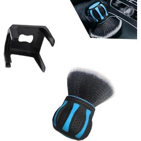 1 PC Car Detailing Cleaning Brush, 13 cm x 7 cm PP + TPR Handle PBT Super Soft Brush Filament Interior Dusting Brush with Storage Rack, Multi-Function Accessory for Most Cars, Trucks (Blue)