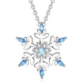 EUDORA S925 Sterling Silver Snowflake Necklace for Women, Snowflake Pendant Winter Holiday Jewelry Original Gifts for Women Wife Mother Daughter Snowflake Lovers, 18"