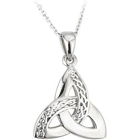 Biddy Murphy Trinity Knot Necklace Sterling Silver Celtic Weave 18 Inches Sturdy Chain Irish Made