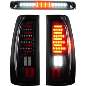 LED Tail Light Fit for Chevy Silverado 1500 2500 2003-2006, for GMC Sierra 1500 1500HD 2500 2500HD 3500 2004-2006, for Silverado/Sierra Classic 2007, Chrome Housing Smoke Lens in Kuwait