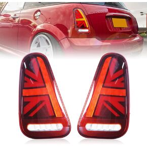Archaic for Mini Cooper R50-53 2001-2007 Tail Lights Assembly, Full LED Rear Lamps for 1st gen Mini Cooper Hatchback/Convertible, Sequential Turn Signal Taillight Assemblies, Plug&Play, Pair, Smoke