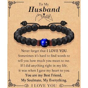 Beaded Bracelets Gifs for Friend Brother Husband Dad Brother in Law Son in Law Uncle Son Grandson Nephew, Birthday Christmas Valentines Day Fathers Day Anniversary Stocking Stuffers Gifts for Men Boys Him with Sentimental Card