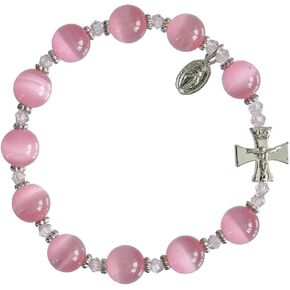 Cats Eye Pink 10mm Rosary Bracelet