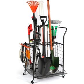 Garage Storage, Tool Storage Rack, Garage Organization, Organizes up to 40 Long-Handled Tools, Yard Tool Holder Organizer for Garage, Garden, Shed Storage Organization, Heavy Duty Steel, Black