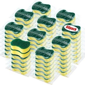 480 Pcs Individually Wrapped Sponges Kitchen Dishwashing Sponges Bulk Non Scratch Scouring Sponges for Dishes Household Cleaning Travel Apartments Hotel Car