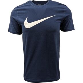 Nike Men's Sportswear Swoosh T-Shirts (Medium, Navy/Red Swoosh)