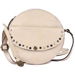 Genuine Italian Leather Boho Studded Round Crossbody Sling Bag - Stylish, Durable, & Perfect for Everyday Use for women