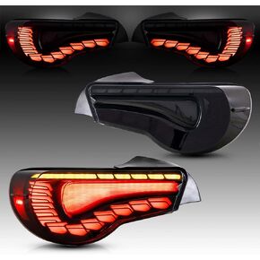 VLAND OLED Smoked Tail Lights Compatible For [Toyota 86 GT86 2012-2020 / Subaru BRZ 2013-2020 / Scion FR-S 2013-2020] With Dragon Scales Dynamic Running Light & Sequential Turn Signal Lights, SET