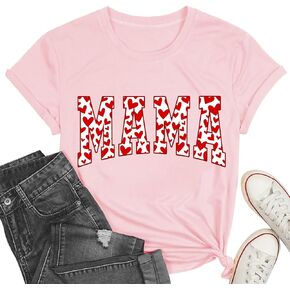 Mama Valentines Shirt Valentines Shirts for Women Valentines Day Tee Mama Womens Red Valentines Tops