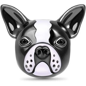 GNOCE Bulldog Charm Bead Sterling Silver White and Black Enameled Animal Charm For Bracelet/Necklace Puppy Dog Charm For Women