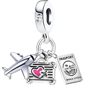 Vacation Love to Travel Charms for Bracelets Aircraft passport Charm for Sister Best Friend Mom