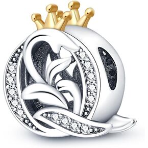 Letter Alphabet A to Z Crown Bead Charm Compatible for Women Bracelets Necklaces in 925 Sterling Silver with CZ Charms,Mother's Day Birthday Women Jewelry