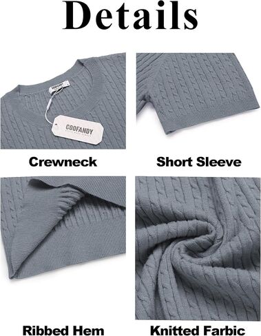 COOFANDY Men's Knit T Shirt Short Sleeve Crewneck Casual Vintage T-Shirts Summer Twist Knitted Pullover Tee in Saudi Arabia