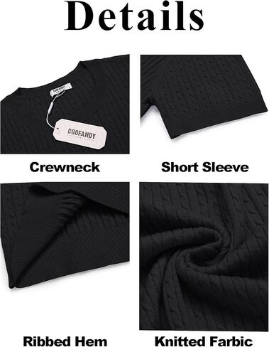 COOFANDY Men's Knit T Shirt Short Sleeve Crewneck Casual Vintage T-Shirts Summer Twist Knitted Pullover Tee in Kuwait