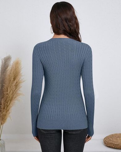 Riyiper 2 Pack Women's Long Sleeve Sweaters Lightweight Cable Knit Sweater Crew Neck Loose Casual Basics Sweater in Kuwait