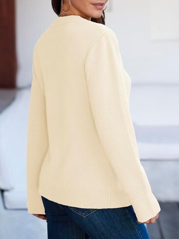 Saodimallsu Womens Button Down Cardigan Sweaters Crew Neck 2024 Trendy Fall Knit Loose Sweater Coats with Pockets in Saudi Arabia