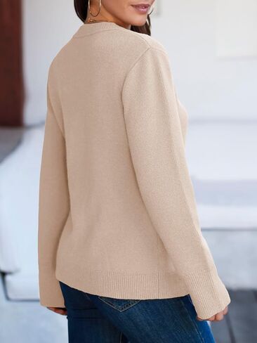 Saodimallsu Womens Button Down Cardigan Sweaters Crew Neck 2024 Trendy Fall Knit Loose Sweater Coats with Pockets in Saudi Arabia