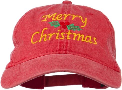 e4Hats.com Merry Christmas Mistletoe Embroidered Washed Dyed Cap in Kuwait