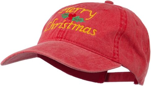 e4Hats.com Merry Christmas Mistletoe Embroidered Washed Dyed Cap in Kuwait