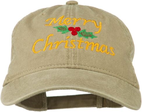 e4Hats.com Merry Christmas Mistletoe Embroidered Washed Dyed Cap in Kuwait