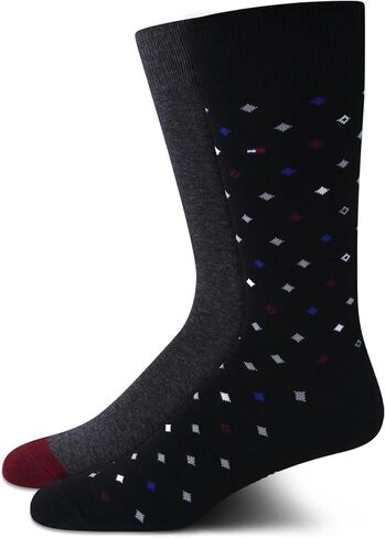 Tommy Hilfiger Men's Socks - 2 Pack Performance Stretch Crew Dress Socks - Classic Dress Socks for Men (Shoe Size: 7-12) in Saudi Arabia