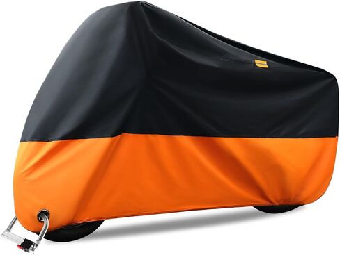 Motorcycle Cover - All Season Waterproof Sun Outdoor Protection Night Reflective with Lock-Holes & Storage Bag Fits up to 108" Motorcycles Bike Scooter(210D-4XL,Black& Sliver) in Saudi Arabia