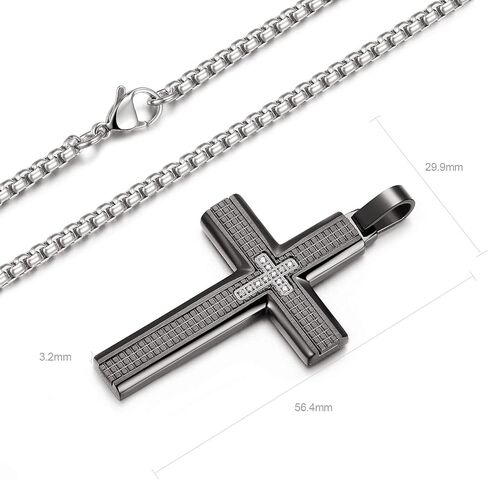 Holizaly Men's Cross Necklace 316L Stainless Steel Pendant White/Gold/Black/Blue Rolo Chain-Gift Box Included in Kuwait