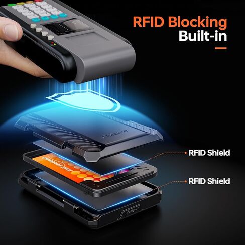 Men's Wallet RFID Blocking Card Holder-Minimalist Wallet for Men with Large Capacity for Credit Cards & Cash, Easy to Carry, Shockproof & Splash-proof, Compatible with MagSafe, Black in Saudi Arabia