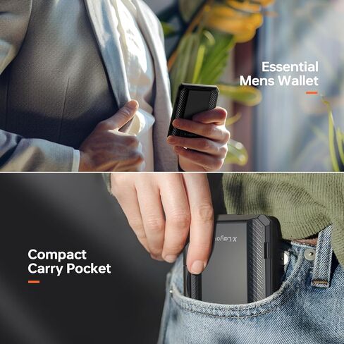 Men's Wallet RFID Blocking Card Holder-Minimalist Wallet for Men with Large Capacity for Credit Cards & Cash, Easy to Carry, Shockproof & Splash-proof, Compatible with MagSafe, Black in Saudi Arabia