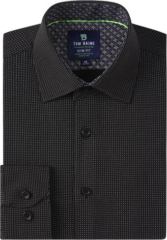 Men Slim Fit Performance Long Sleeve Geometric Casual Button Down Shirt in Saudi Arabia