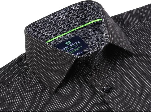 Men Slim Fit Performance Long Sleeve Geometric Casual Button Down Shirt in Saudi Arabia