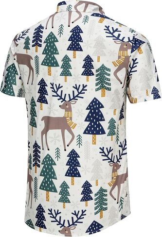 KYKU Hawaiian Shirts for Men Santa Claus Party Casual Button Down Short Sleeve Shirt with Pocket in Kuwait