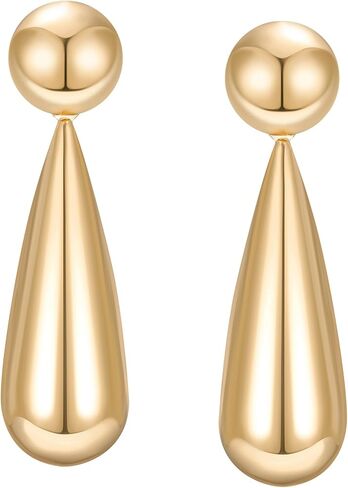 SWEETV 14K Gold Plated Statement Drop Dangle Earrings for Women, Stunning Teardrop Waterdrop Leverback Women's Earrings Jewelry Gift, 925 Sterling Silver Hypoallergenic in Saudi Arabia