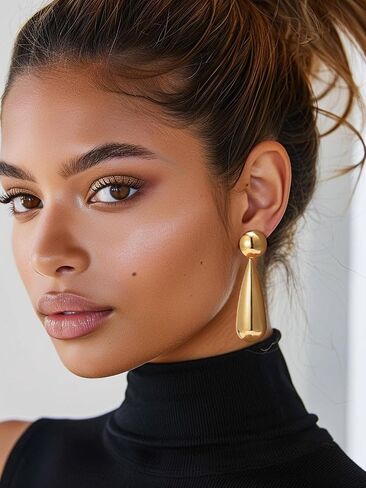 SWEETV 14K Gold Plated Statement Drop Dangle Earrings for Women, Stunning Teardrop Waterdrop Leverback Women's Earrings Jewelry Gift, 925 Sterling Silver Hypoallergenic in Saudi Arabia