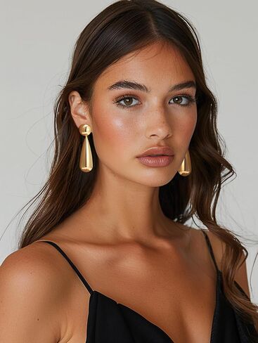 SWEETV 14K Gold Plated Statement Drop Dangle Earrings for Women, Stunning Teardrop Waterdrop Leverback Women's Earrings Jewelry Gift, 925 Sterling Silver Hypoallergenic in Saudi Arabia