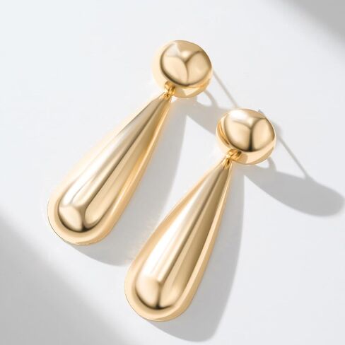 SWEETV 14K Gold Plated Statement Drop Dangle Earrings for Women, Stunning Teardrop Waterdrop Leverback Women's Earrings Jewelry Gift, 925 Sterling Silver Hypoallergenic in Saudi Arabia