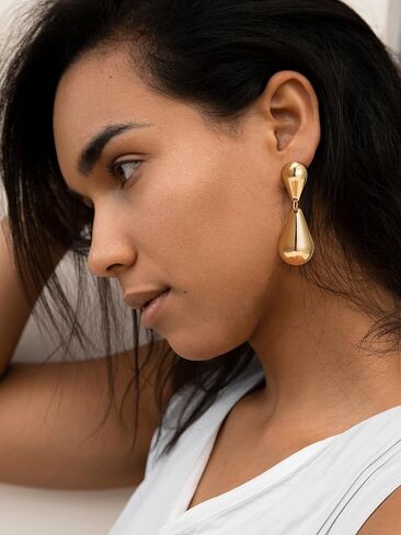 SWEETV 14K Gold Plated Statement Drop Dangle Earrings for Women, Stunning Teardrop Waterdrop Leverback Women's Earrings Jewelry Gift, 925 Sterling Silver Hypoallergenic in Kuwait