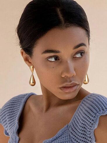 SWEETV 14K Gold Plated Statement Drop Dangle Earrings for Women, Stunning Teardrop Waterdrop Leverback Women's Earrings Jewelry Gift, 925 Sterling Silver Hypoallergenic in Kuwait