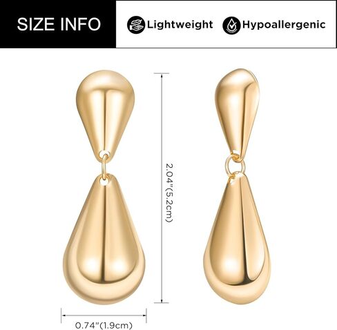 SWEETV 14K Gold Plated Statement Drop Dangle Earrings for Women, Stunning Teardrop Waterdrop Leverback Women's Earrings Jewelry Gift, 925 Sterling Silver Hypoallergenic in Kuwait