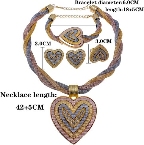 Gold Jewelry for Women Luxury African Dubai 18k Gold Plated Jewelry Sets Wedding Necklace Earrings Set in Saudi Arabia