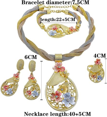 Gold Jewelry for Women Luxury African Dubai 18k Gold Plated Jewelry Sets Wedding Necklace Earrings Set in Saudi Arabia