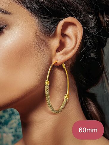 FOCALOOK 14K Gold Hoop Earrings, Lightweight Hypoallergenic Large Stainless Steel Black Hoops for Women 30/40/60/80mm in Saudi Arabia