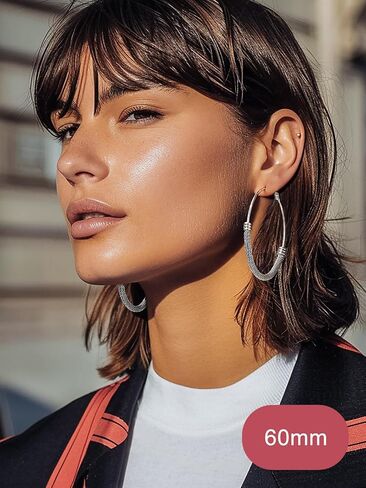 FOCALOOK 14K Gold Hoop Earrings, Lightweight Hypoallergenic Large Stainless Steel Black Hoops for Women 30/40/60/80mm in Saudi Arabia
