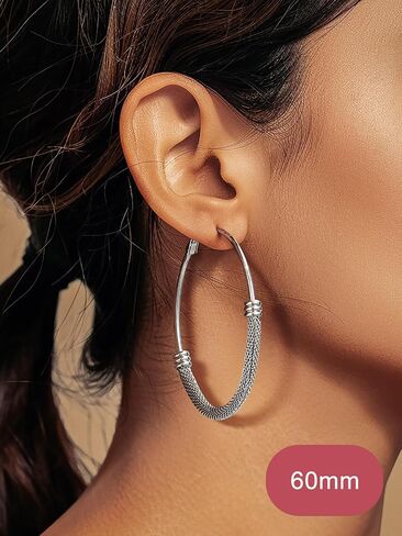 FOCALOOK 14K Gold Hoop Earrings, Lightweight Hypoallergenic Large Stainless Steel Black Hoops for Women 30/40/60/80mm in Saudi Arabia