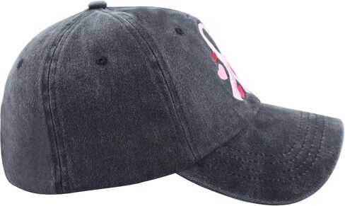 Fight Breast Cancer Hats for Women, Cotton Embroidered Pink Ribbon Little Heart Baseball Cap in Kuwait